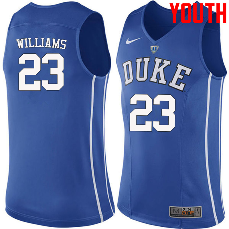 Youth #23 Shelden Williams Duke Blue Devils College Basketball Jerseys-Blue